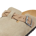Birkenstock Boston Sabots Régulières En Daim Taupe Pour Femmes