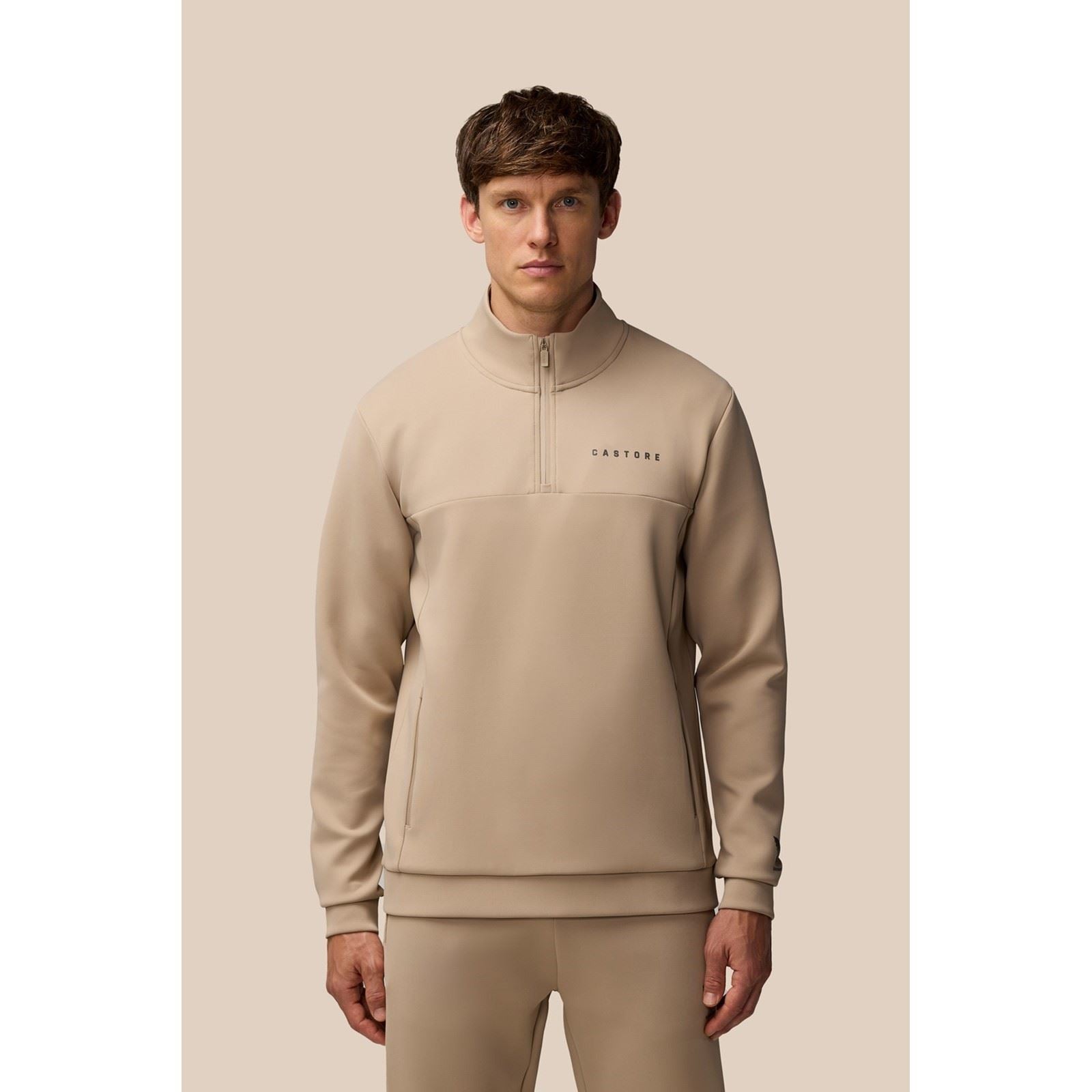 Castore Scuba 1/4 Zip Sweatshirt Marron En Polyester Pour Homme