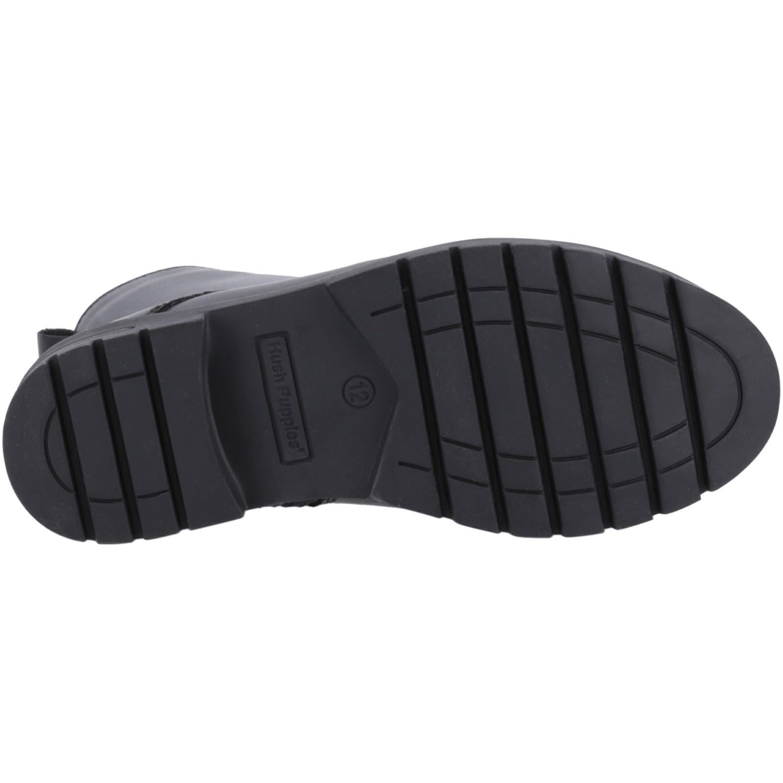 Hush Puppies Lauren Senior Chaussures Noires Pour Filles En Cuir