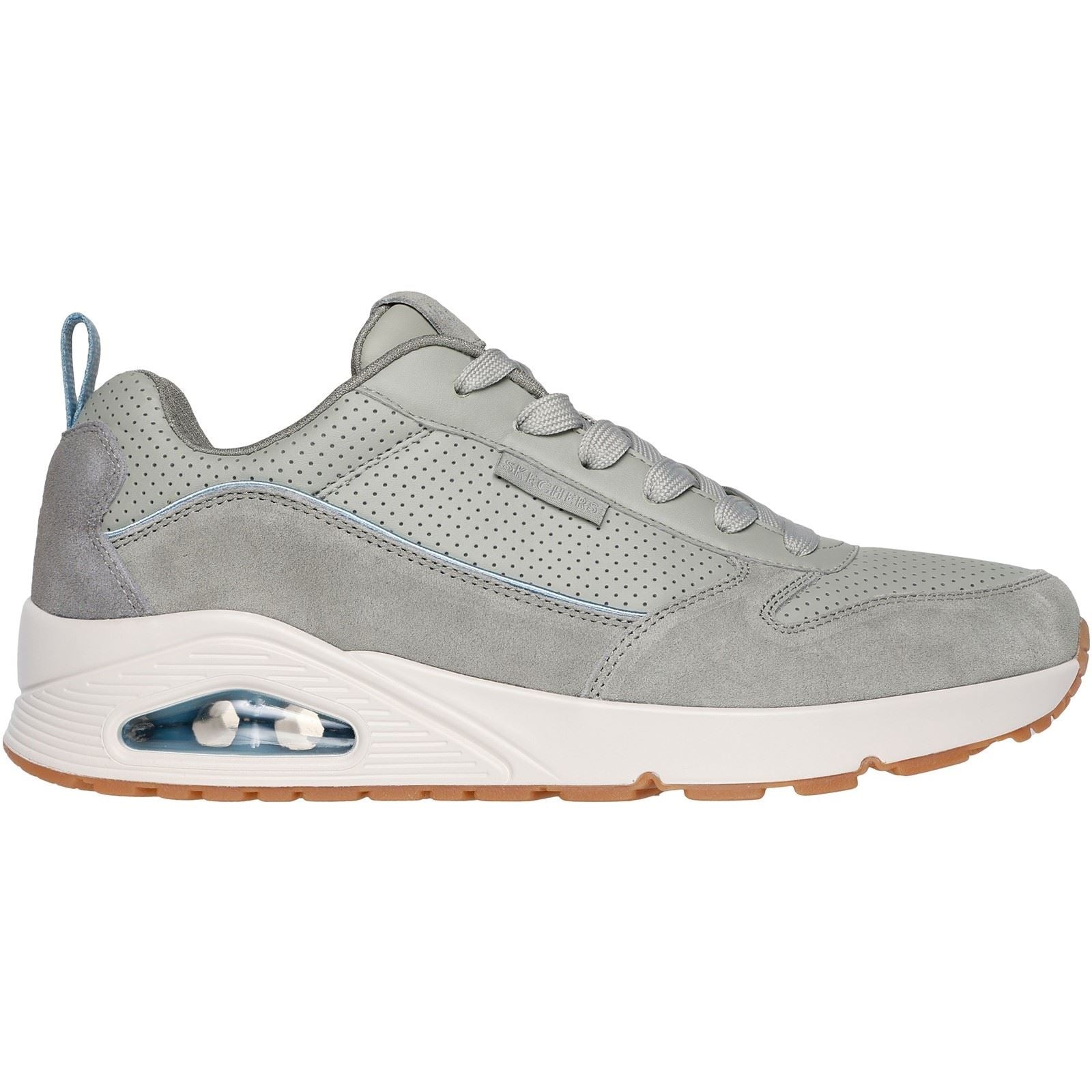 Skechers Uno Stacre 2.0 Chaussures De Sport Pour Homme En Cuir Vert Sauge
