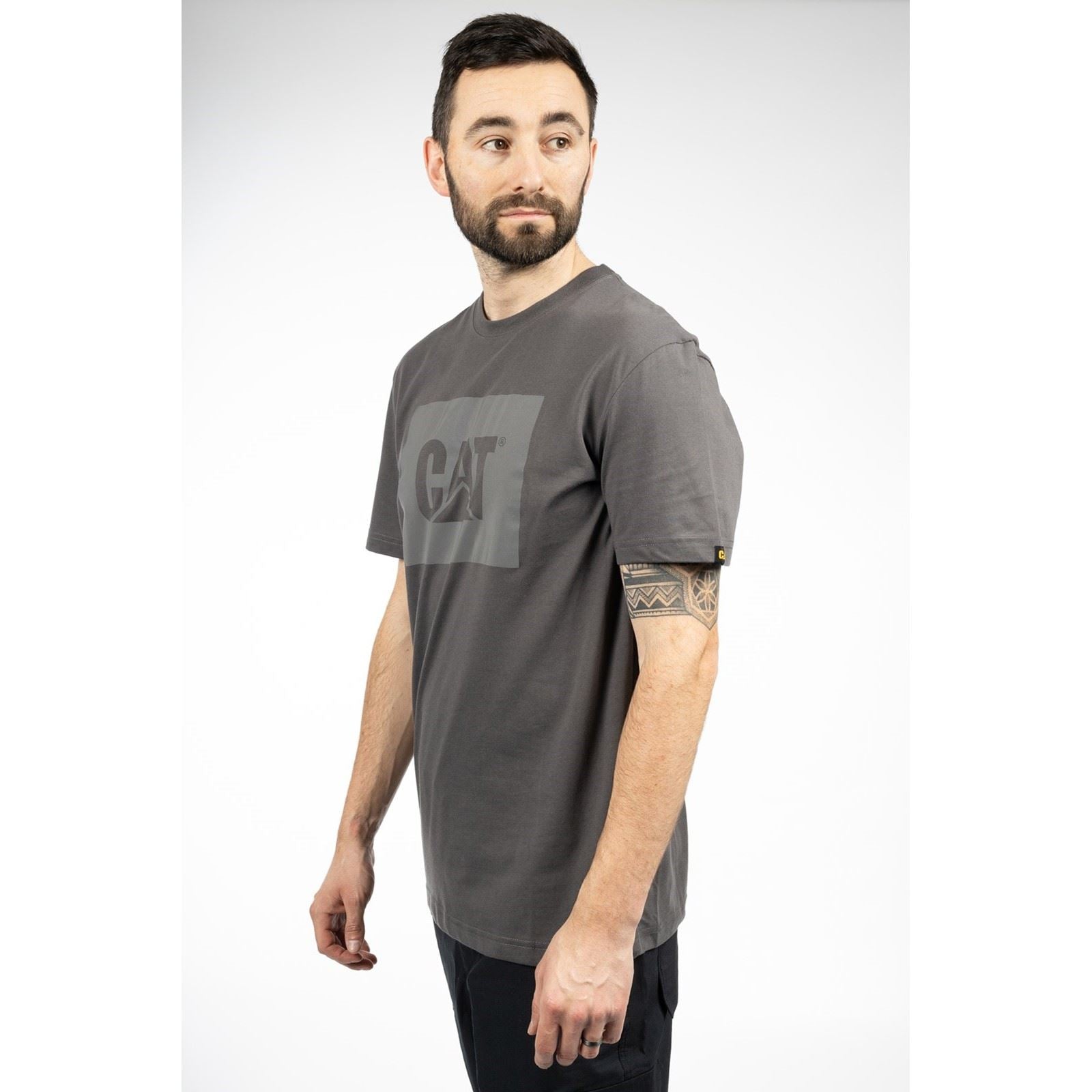 Caterpillar Graphic T-Shirts À Manches Courtes Grises Pour Hommes En Coton