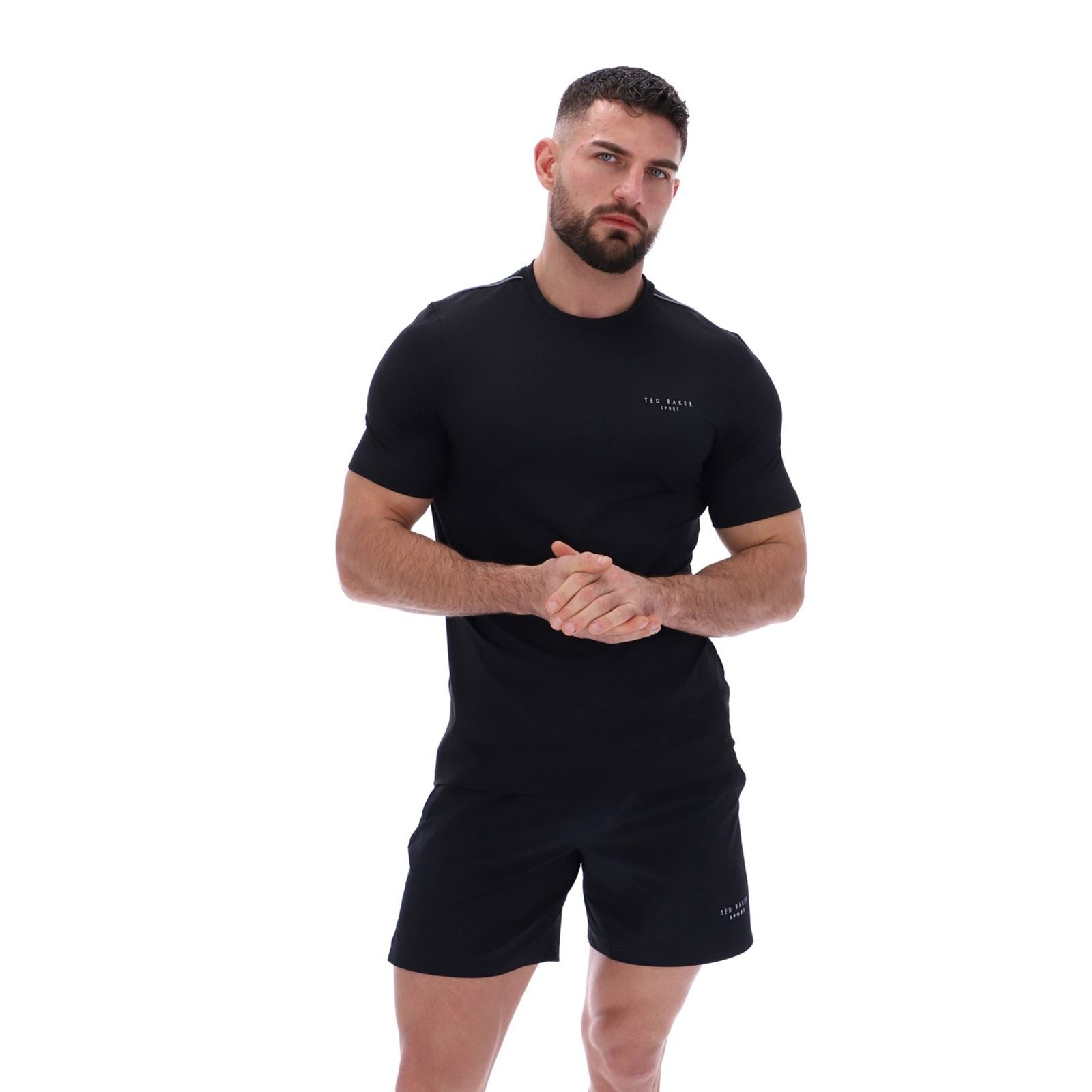 Ted Baker SAM TBMTS2635 T-Shirts De Sport Actifs Pour Hommes En Polyester Noir