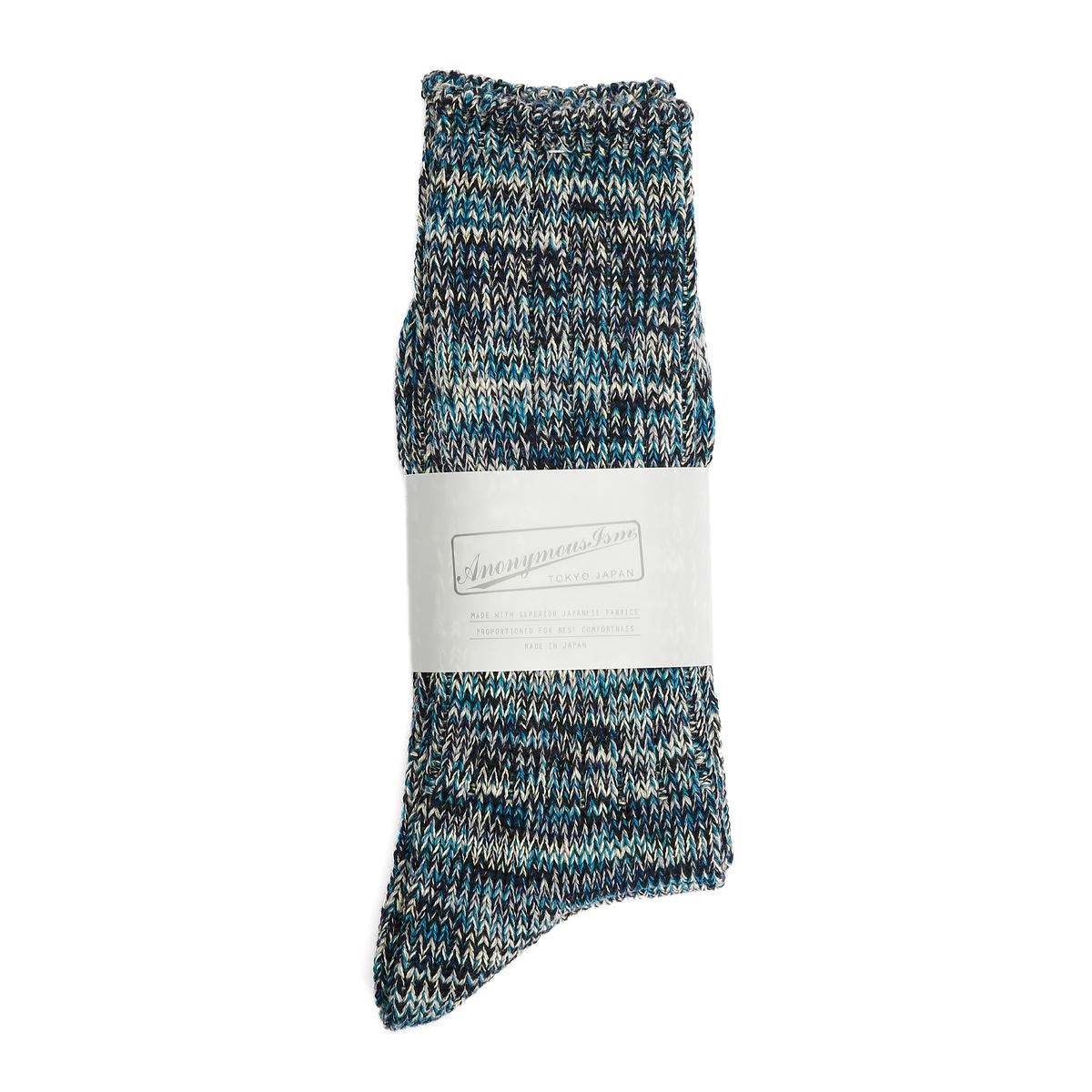 Anonymous Ism 5 Colour Mix Crew Chaussettes Hautes En Coton Pour Hommes En Indigo