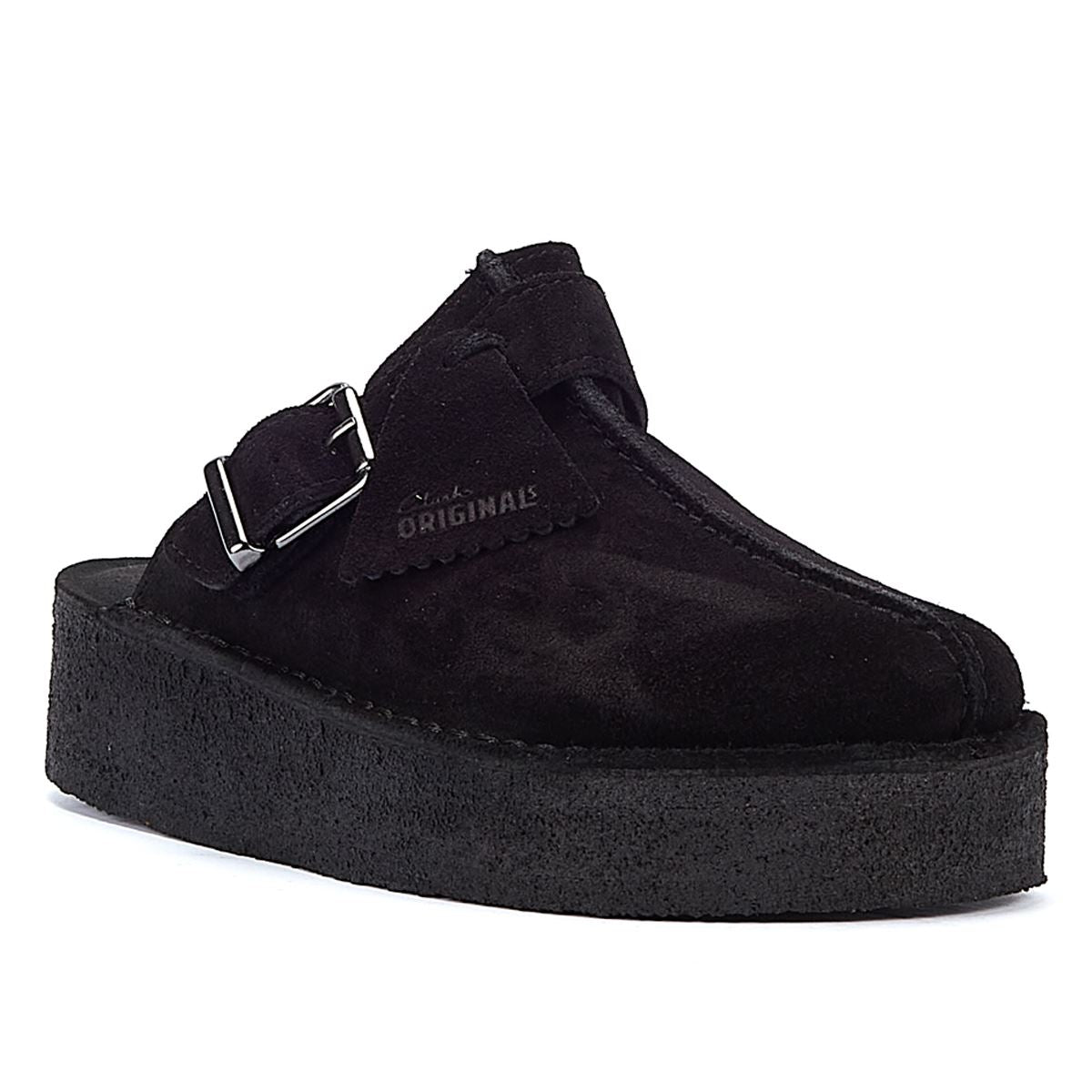 Clarks Originals Wedge Mule Mules En Daim Noir Pour Femmes