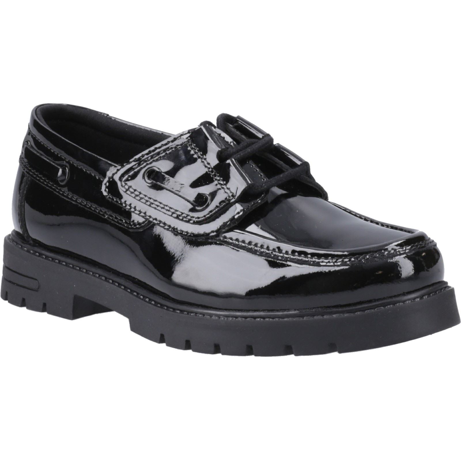 Hush Puppies Lucy Chaussures Bateau Noires Pour Filles En Cuir