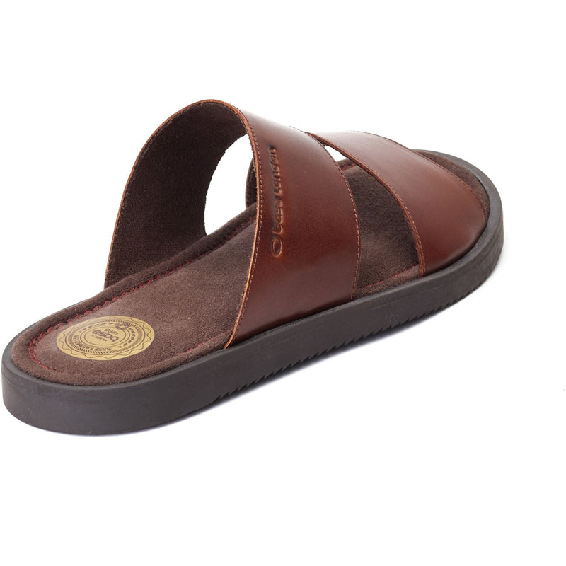 Base London Maven Sandales Homme En Cuir Marron Brûlé
