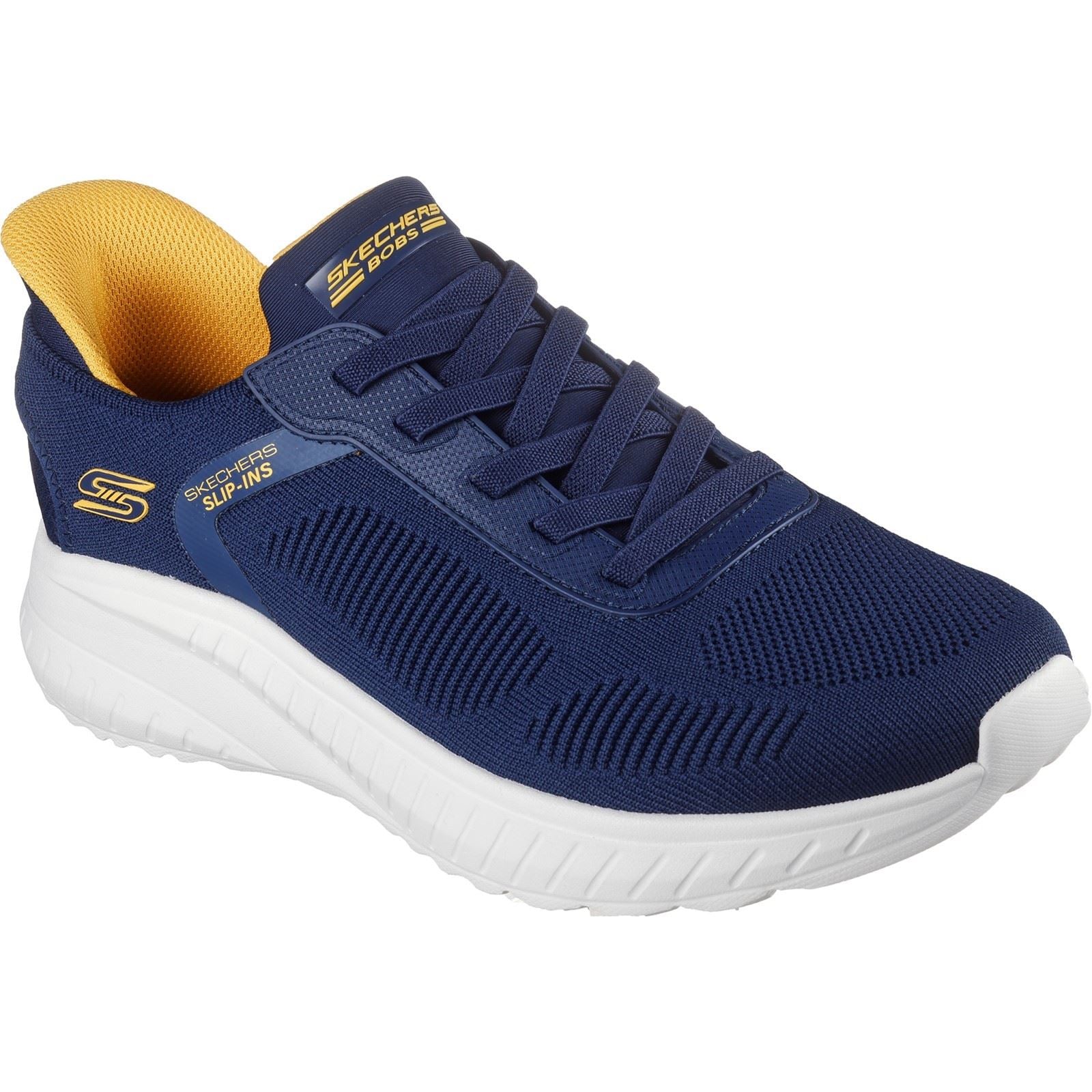 Skechers BOBS Sport Squad Chaos Solid Step Baskets Homme En Toile Bleu Marine