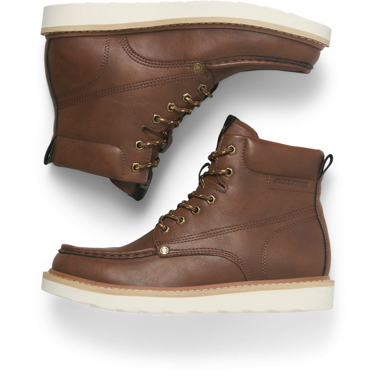Jack & Jones Archway Moc Bottines En Cuir Synthétique Pour Hommes Cognac