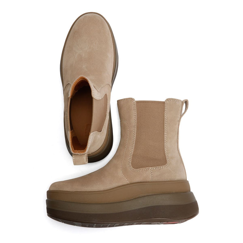 FitFlop F-Mode Bottes Beiges Pour Femmes En Suède