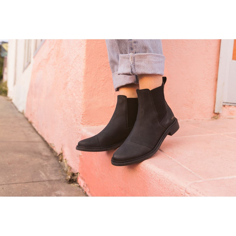 TOMS Charlie Bottes Noires En Cuir Pour Femmes