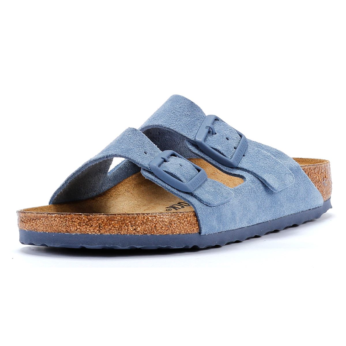 Birkenstock Arizona Sandales En Daim Bleu Élémentaire