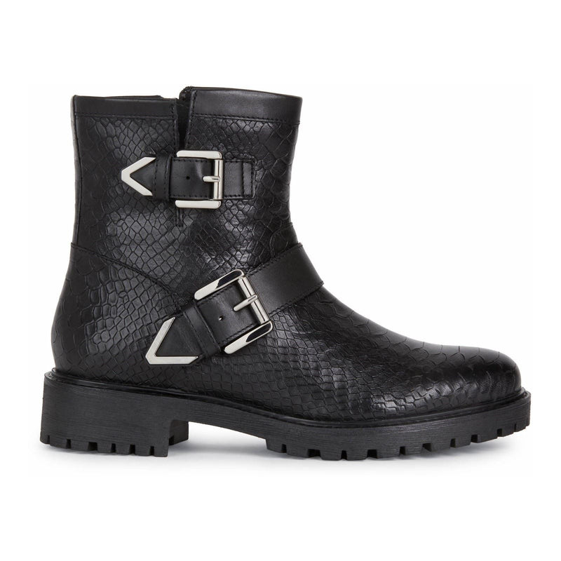 Geox Hoara Bottes En Cuir De Vache Pour Femme, Couleur Noire