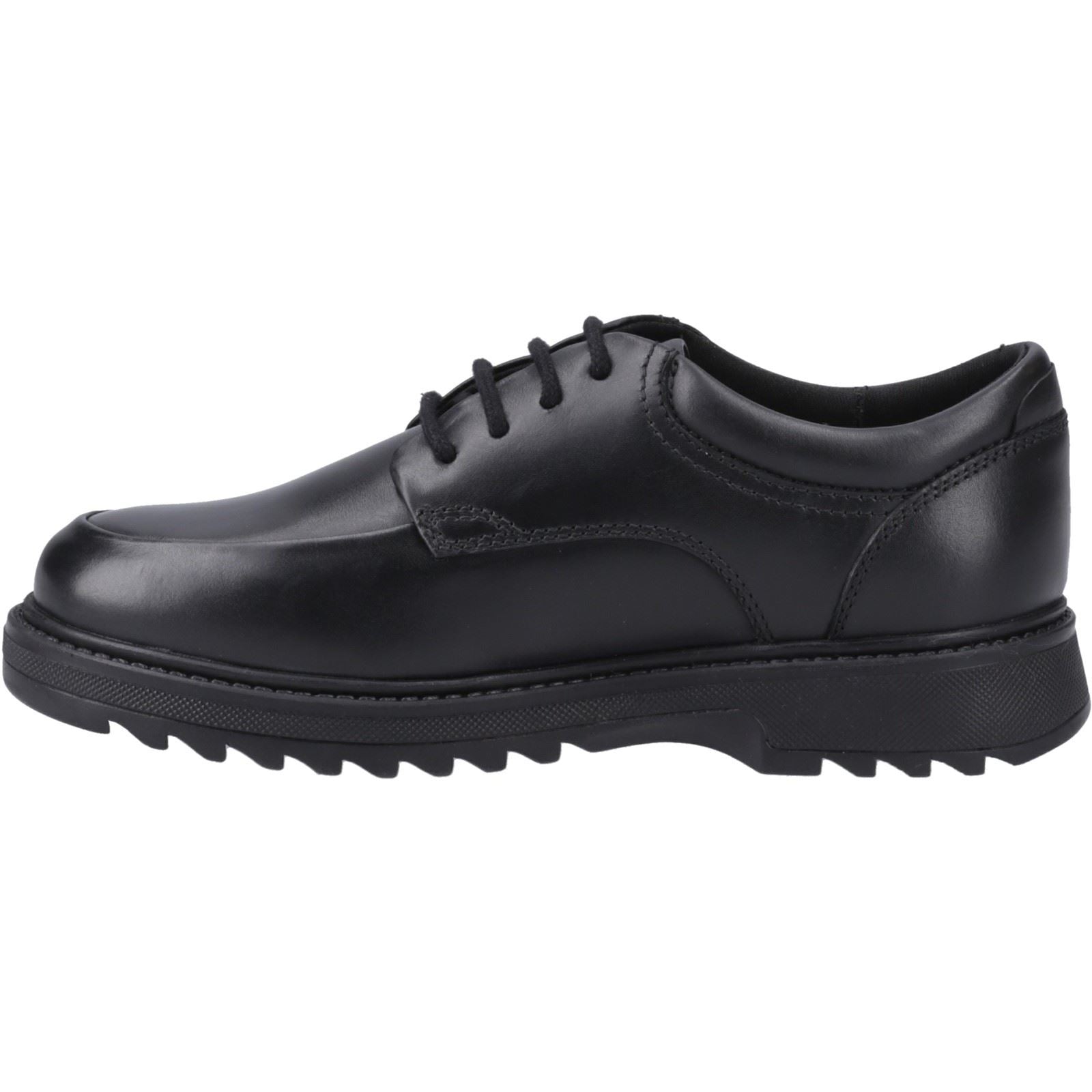 Hush Puppies Romeo Chaussures Noires Pour Garçons En Cuir.