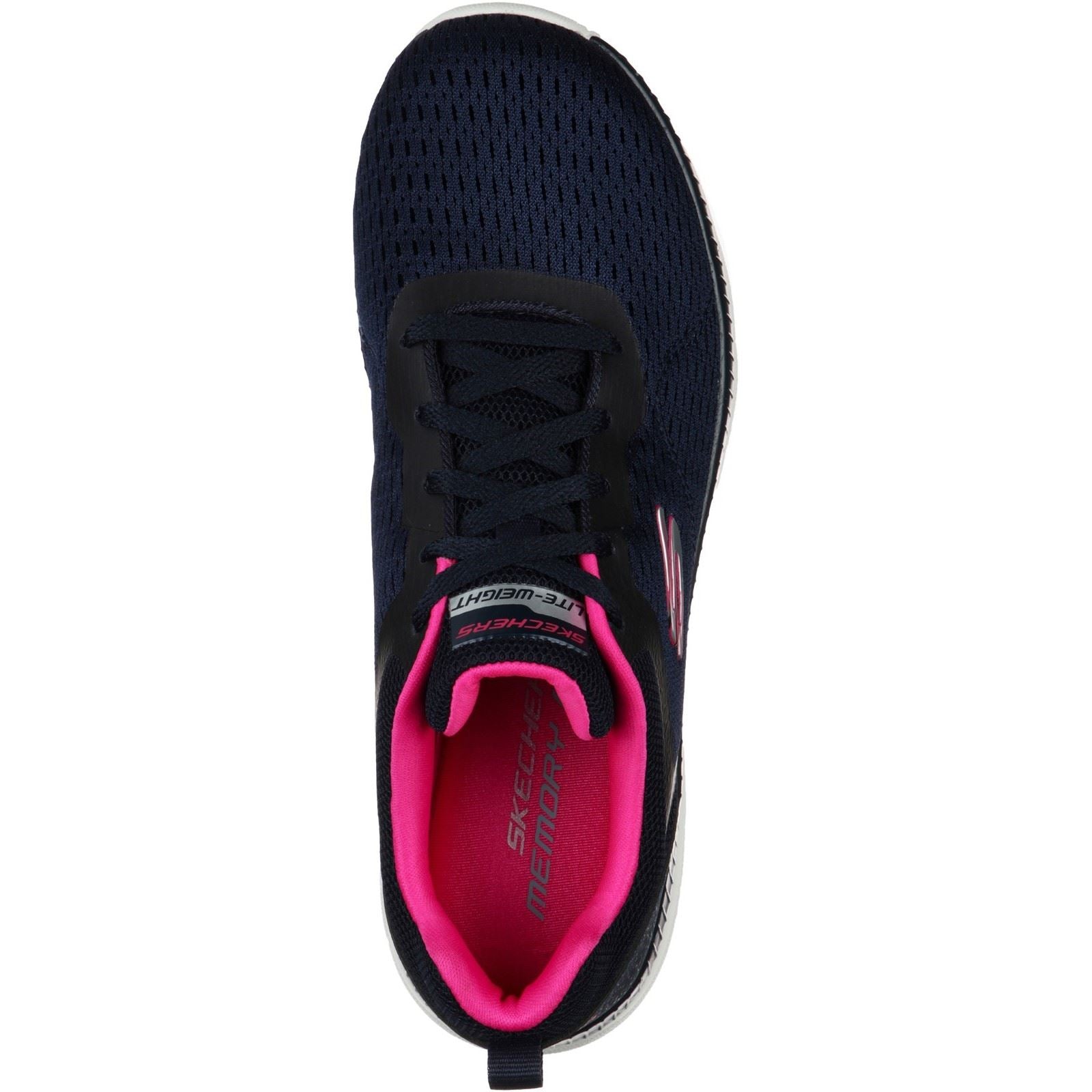 Skechers Bountiful Quick Path Baskets Pour Femmes En Textile Bleu Marine/Rose Vif