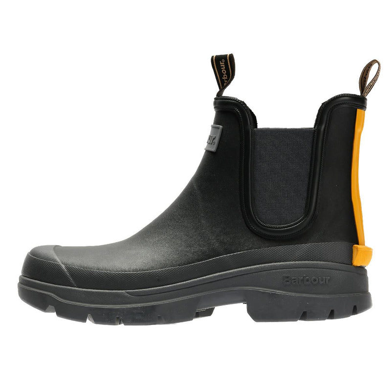 Barbour Nimbus Chelsea Welly Bottes De Pluie Noires En Caoutchouc Pour Hommes