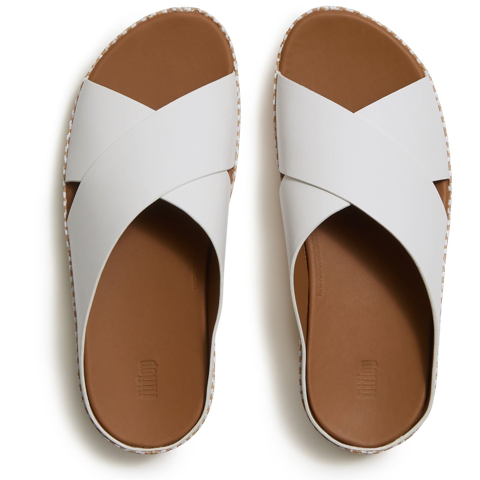 Fitflop Lulu Lux Graphic-Weave Sandales Blanches Urbaines En Cuir Pour Femmes