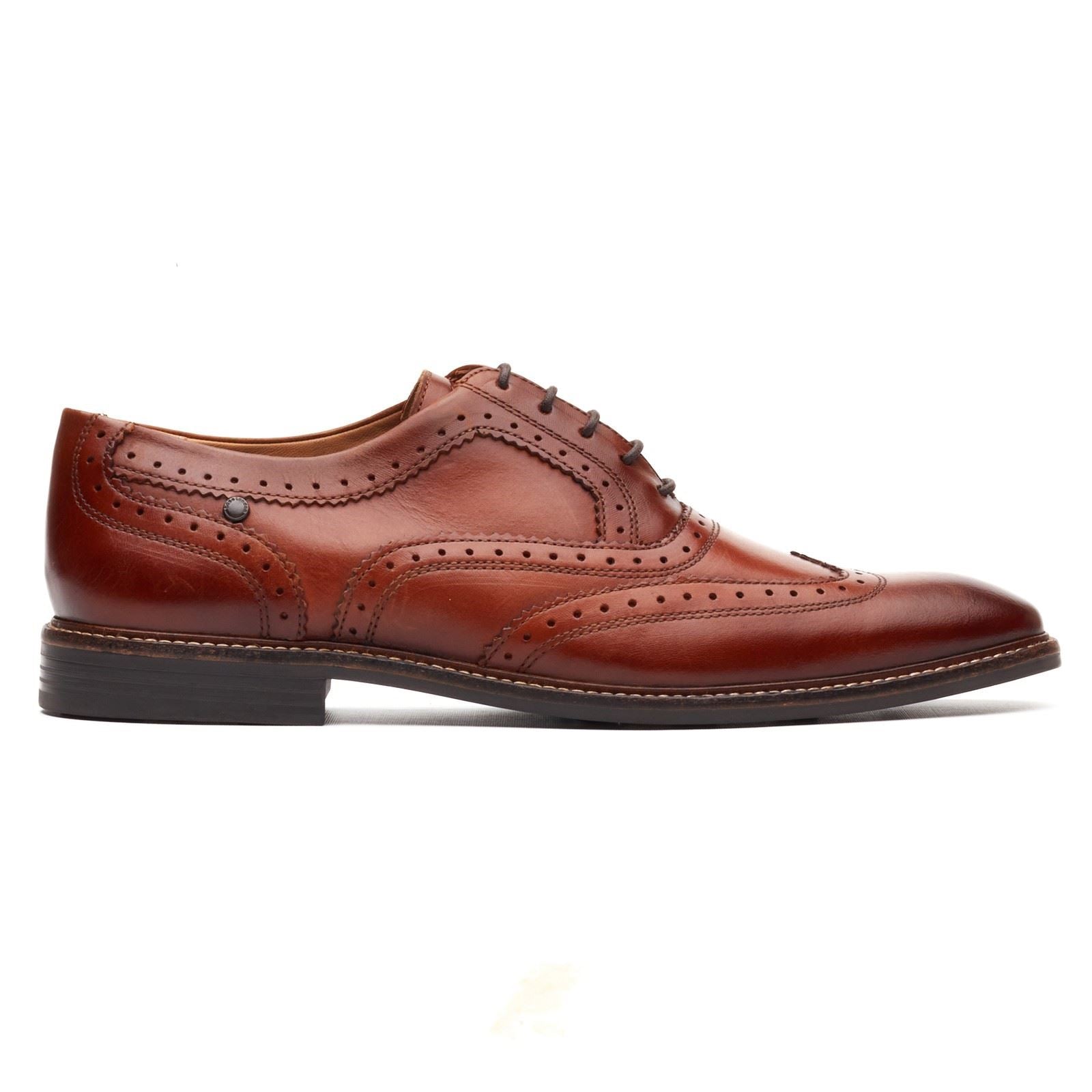 Base London Clarence Brogue Chaussures En Cuir Pour Hommes Brogues Brûlées Tan