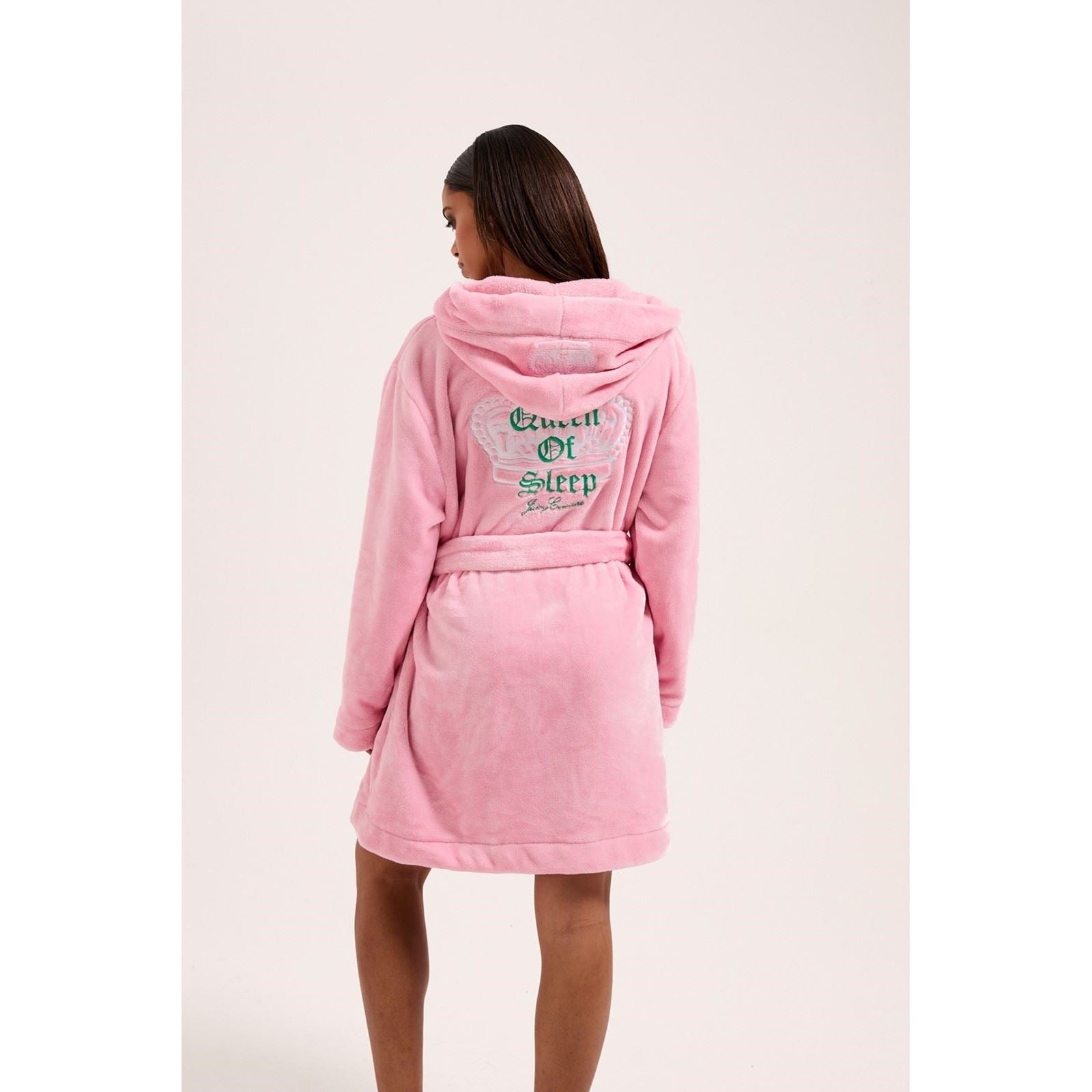 Juicy Couture Crown Robe De Détente Rose En Polyester Pour Femmes