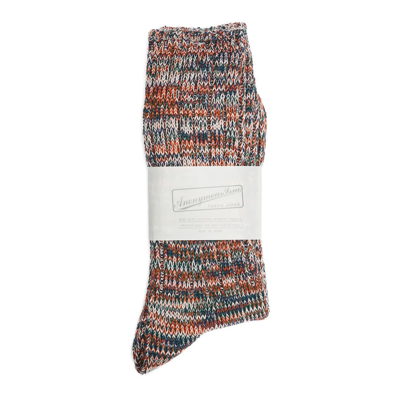 Anonymous Ism 5 Colour Mix Crew Chaussettes En Coton Pour Hommes Orange Hauteur Mollet