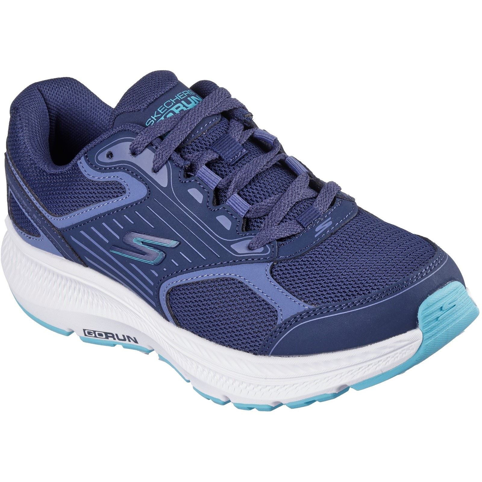 Skechers Performance GO RUN Consistent 2.0 Advantage Baskets En Cuir Pour Femme Bleu Marine/Bleu.