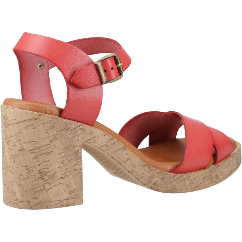 Hush Puppies Georgia Cork Sandales En Cuir Pour Femmes, Couleur Corail