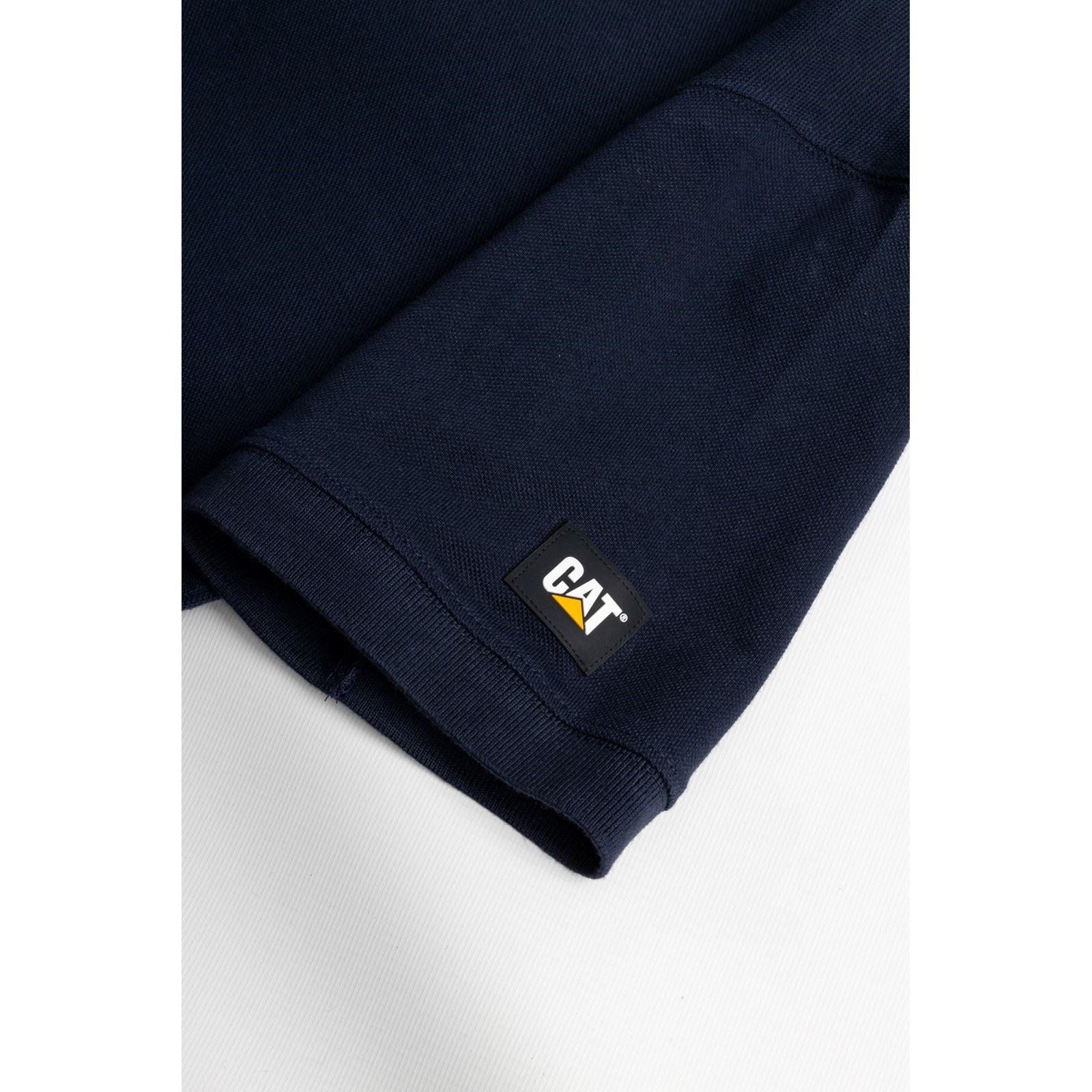 Caterpillar Essentials T-Shirt Polo Bleu En Coton Pour Homme