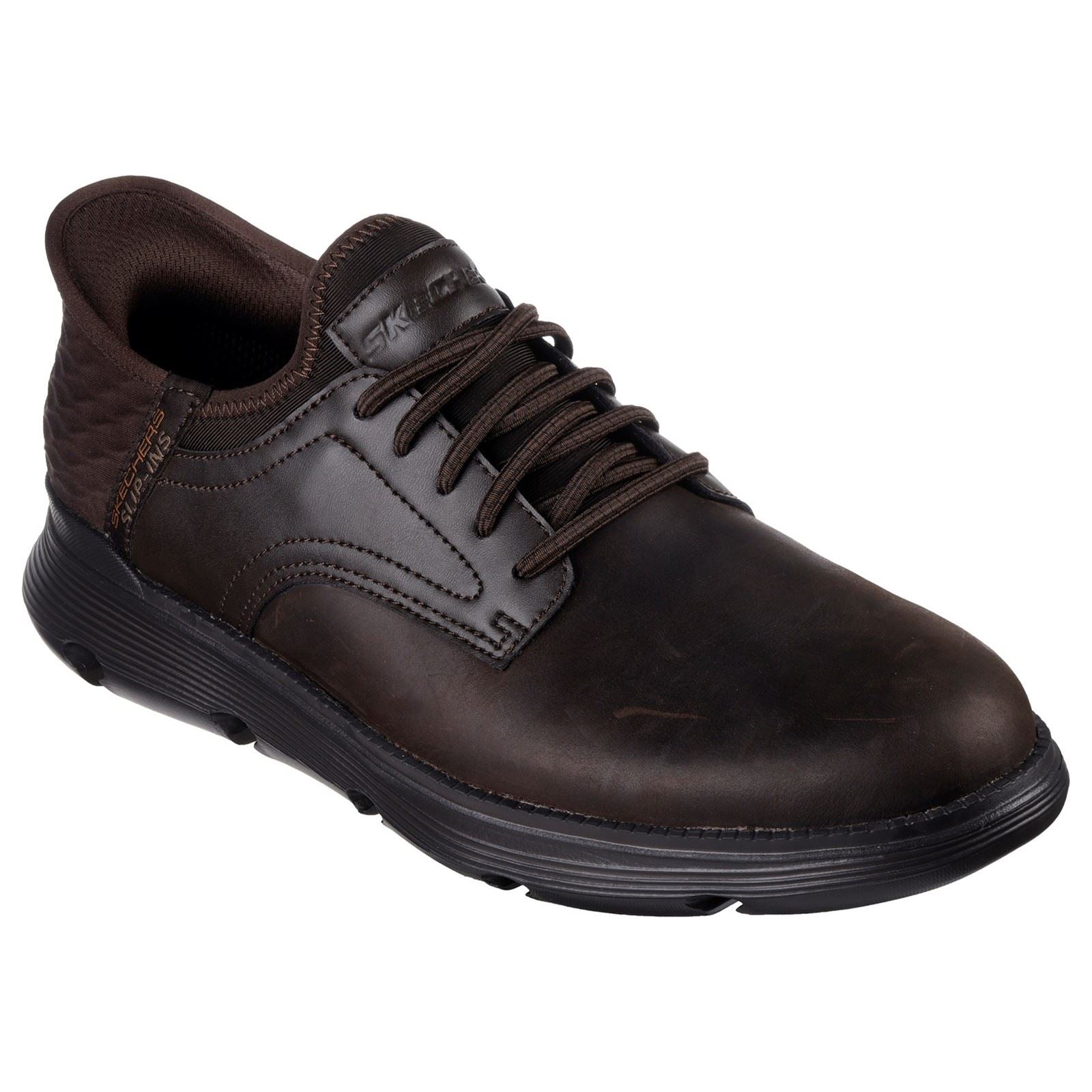 Skechers Garza Gervin Chaussures À Lacets En Cuir Pour Hommes, Couleur Chocolat
