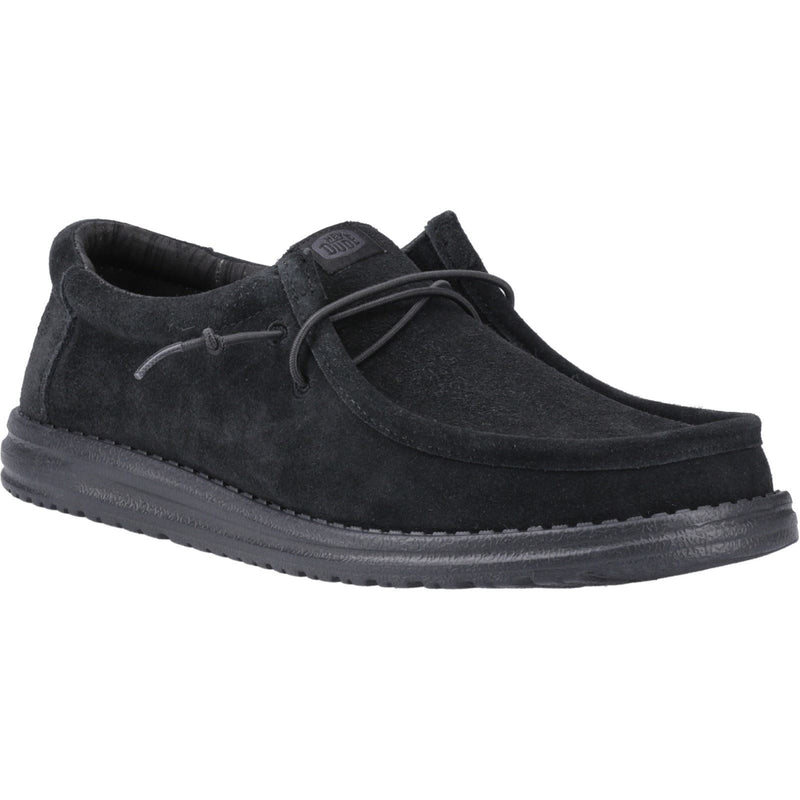 HEYDUDE Wally Suede Chaussures Bateau Noires Pour Hommes En Suede
