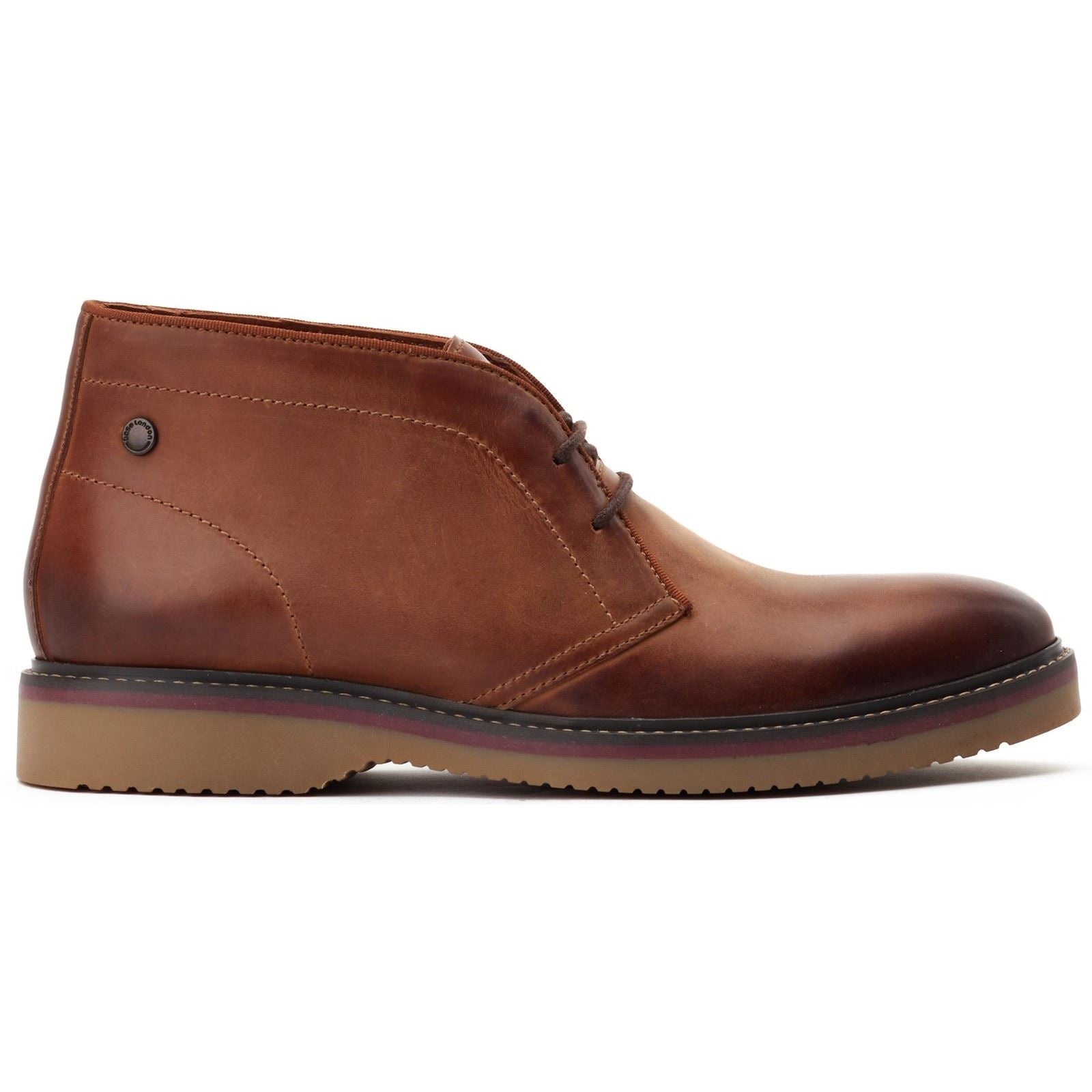 Base London Brody Bottes En Cuir Pour Hommes En Brun Brûlé