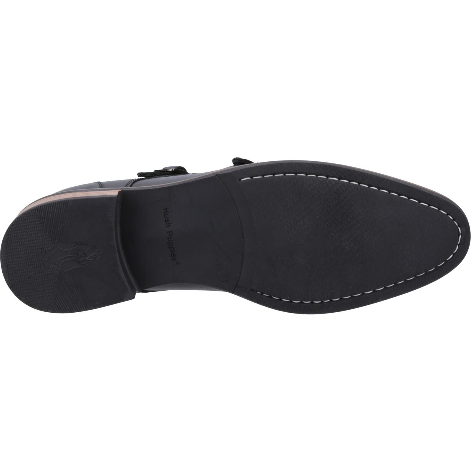 Hush Puppies David Chaussures Double Boucle Noires Pour Homme En Cuir