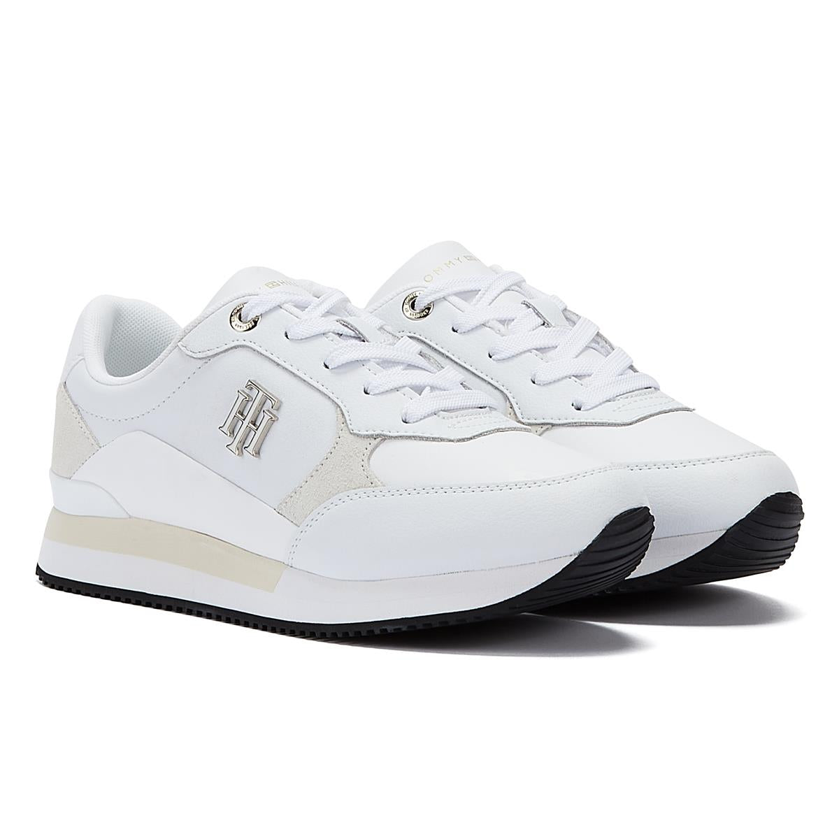 Tommy Hilfiger TH Emboss Metallic Sneaker Womens White/Gold Trainer