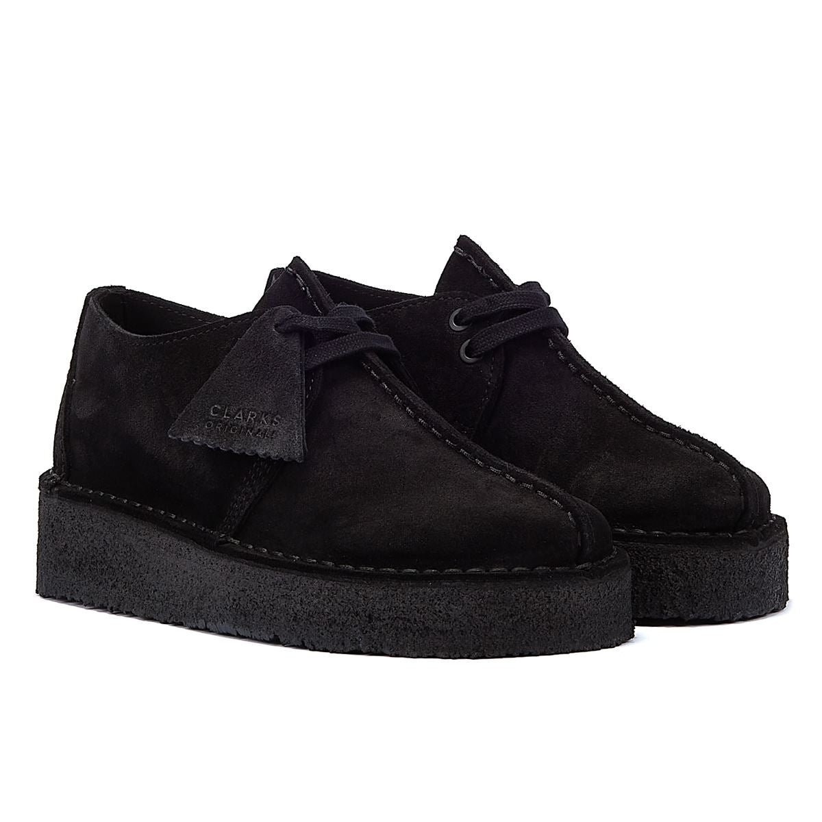 Clarks Chaussures Confort Femme En Daim Noir À Talon Compensé Trek Originals