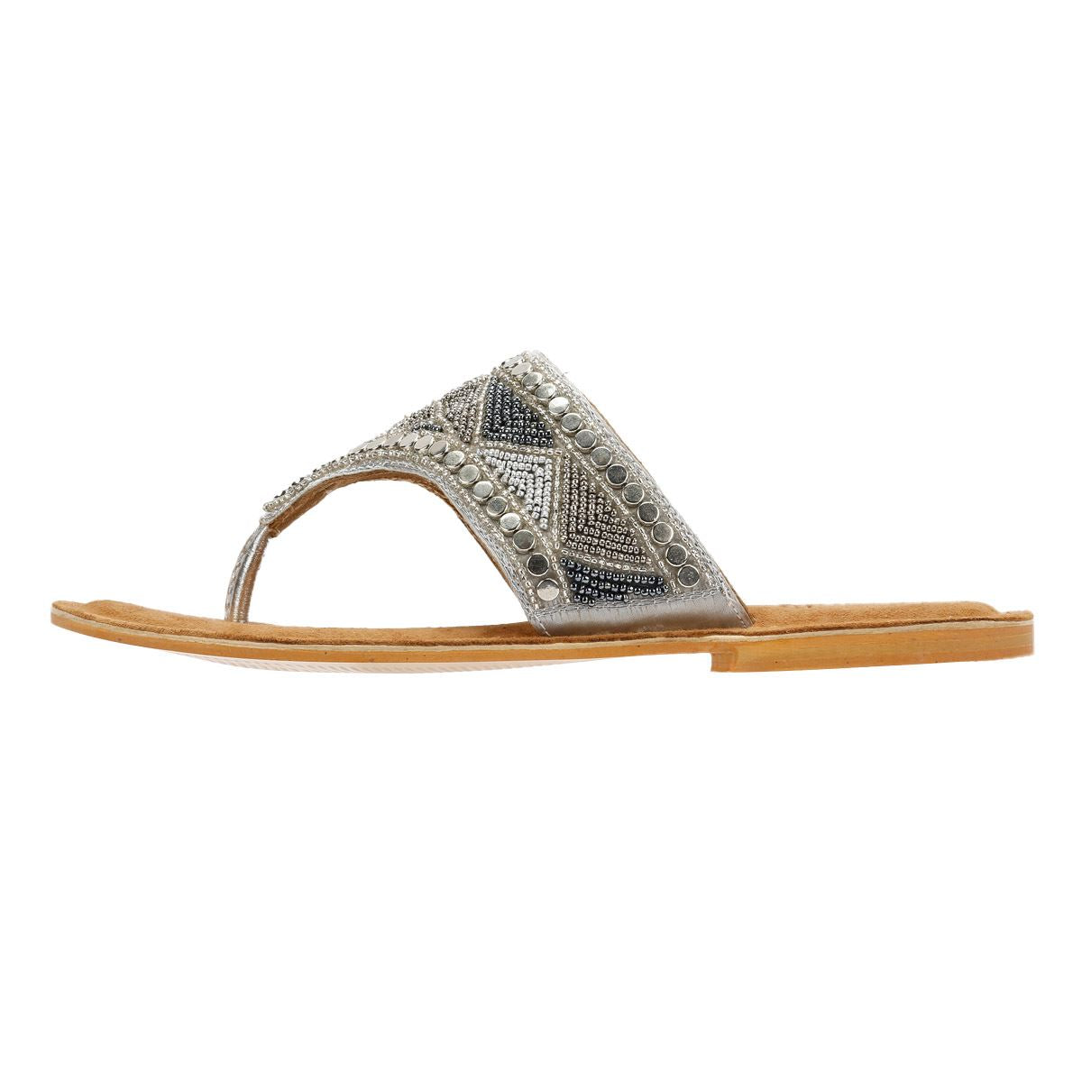 Tower London Wide Vamp Toepost Sandales Argentées Pour Femmes
