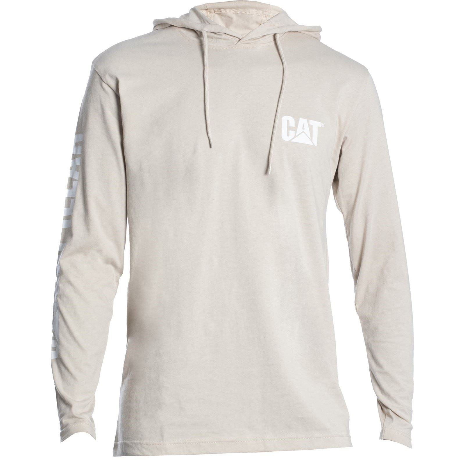 Caterpillar Hooded Long Sleeve T-Shirt En Coton Beige Pour Hommes