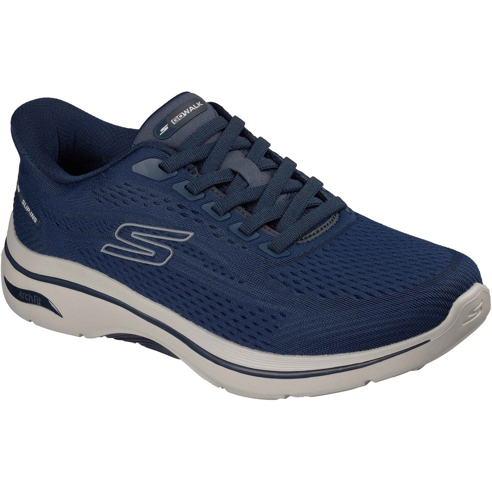 Skechers GO WALK Arch Fit 2.0 Percy Baskets Hommes En Textile Bleu Marine/Gris