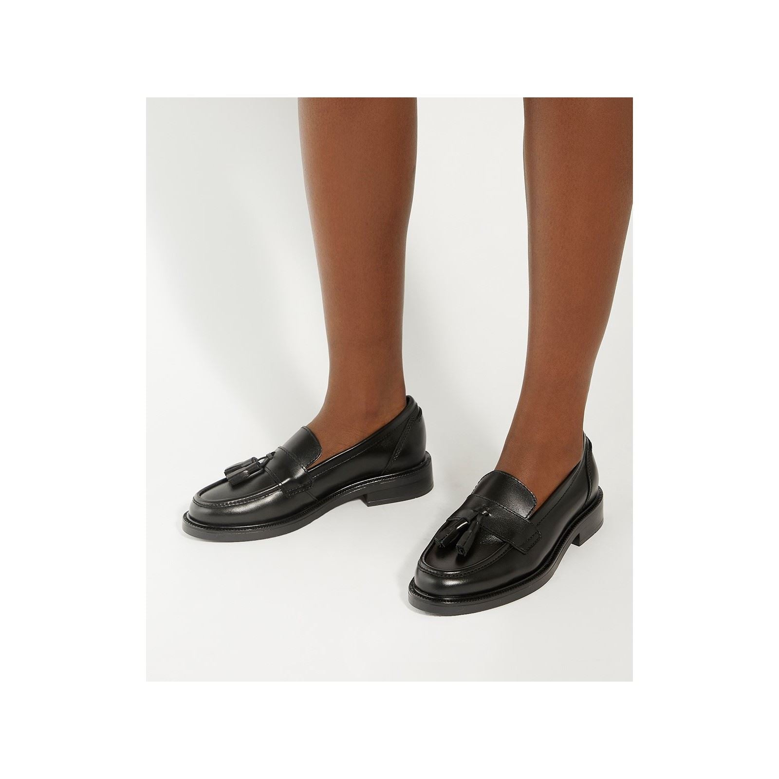 Dune Garda Mocassins Noirs Pour Femmes En Cuir