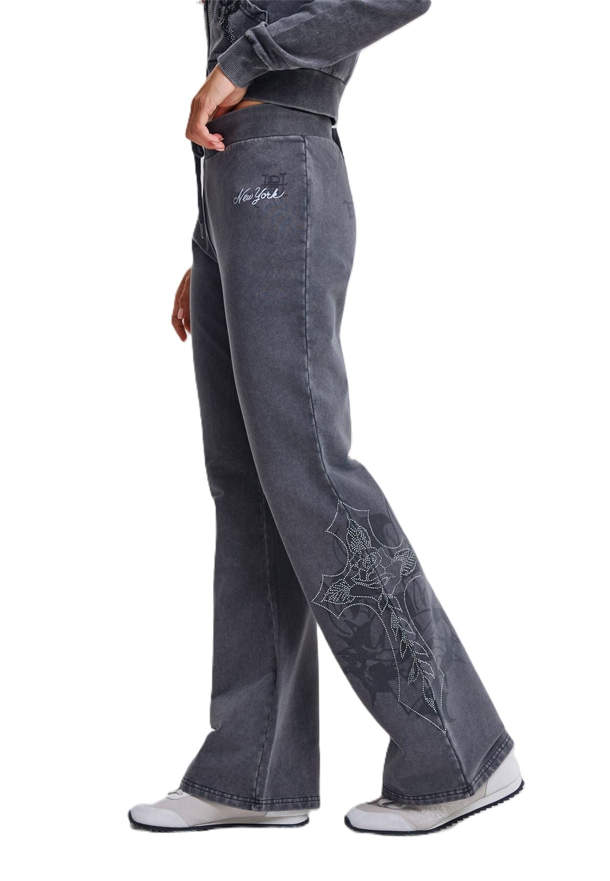 Ed Hardy Cross and Thorn Flared Joggeuses Noires Pour Femmes