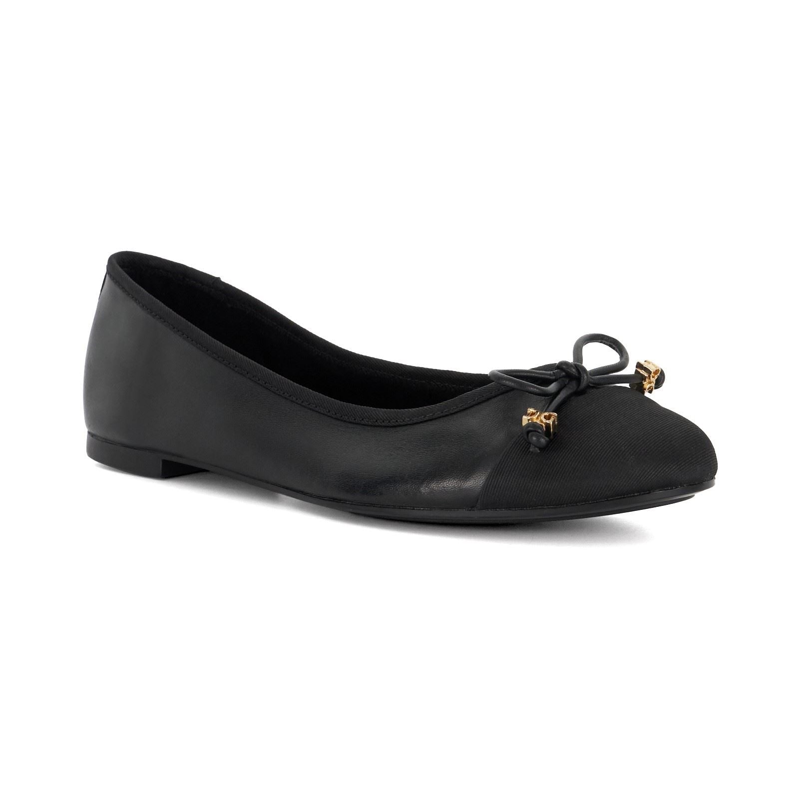 Dune Hallo Wide Fit Chaussures Plates Noires Pour Femmes
