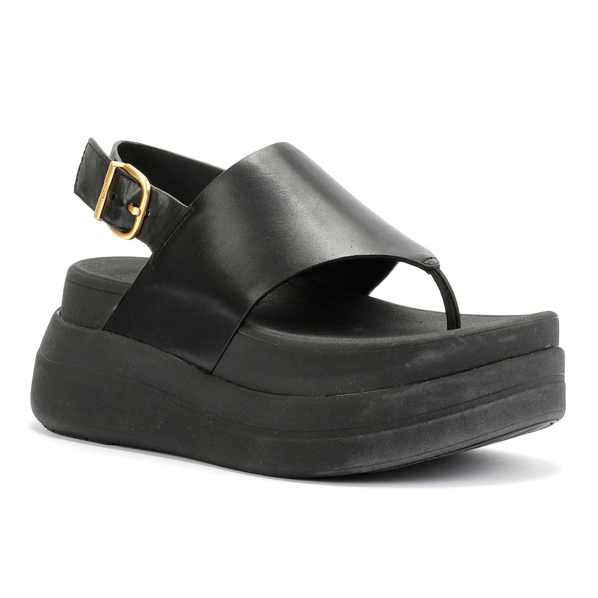 FitFlop F-Mode Sandales Noires Pour Femmes En Cuir
