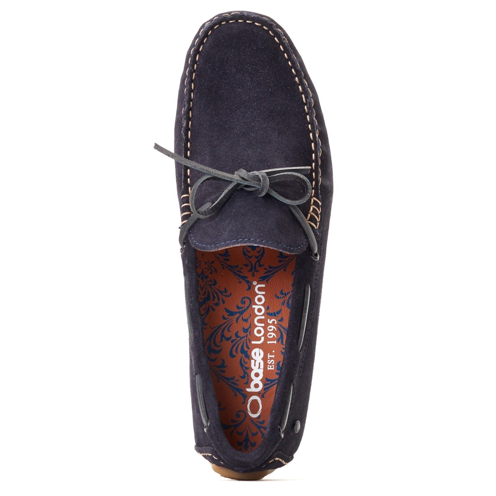 Base London Brooks Mocassins En Cuir Pour Hommes Bleu Marine