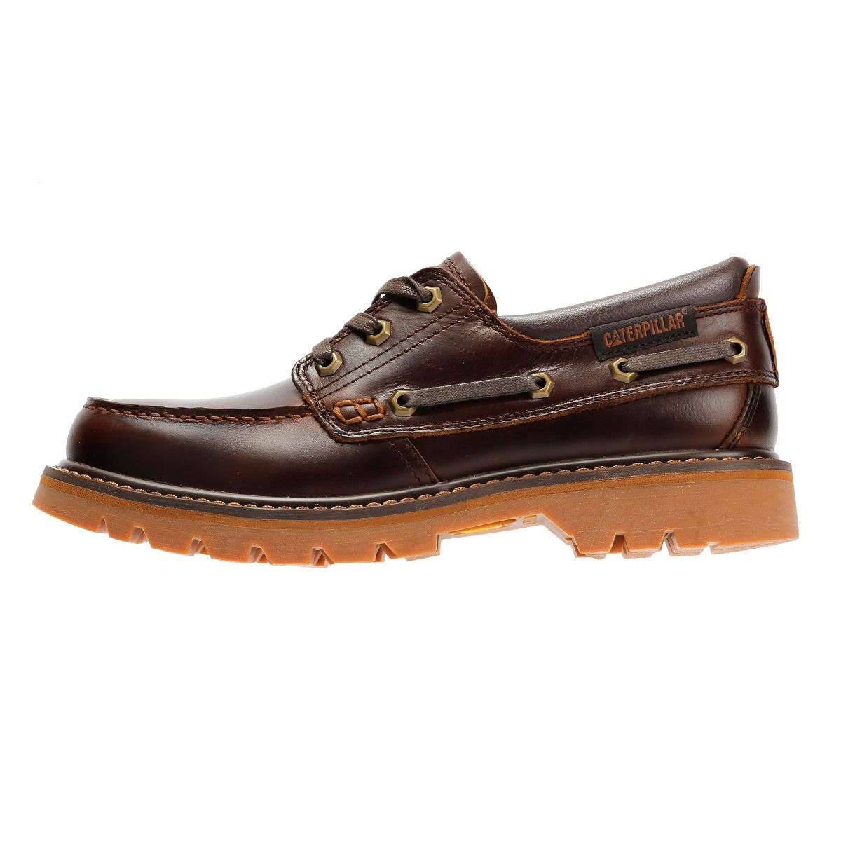 Caterpillar Colorado Boat Lo Chaussures En Cuir Pour Hommes Brunes À Lacets