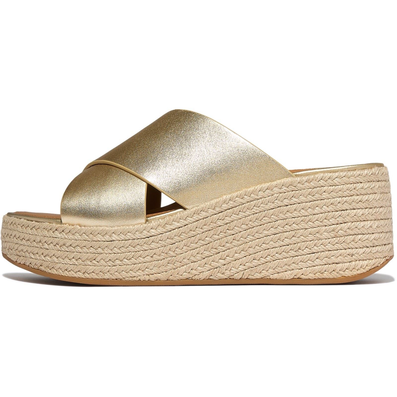 Fitflop Platfforms Sandales Platino En Cuir Pour Femmes
