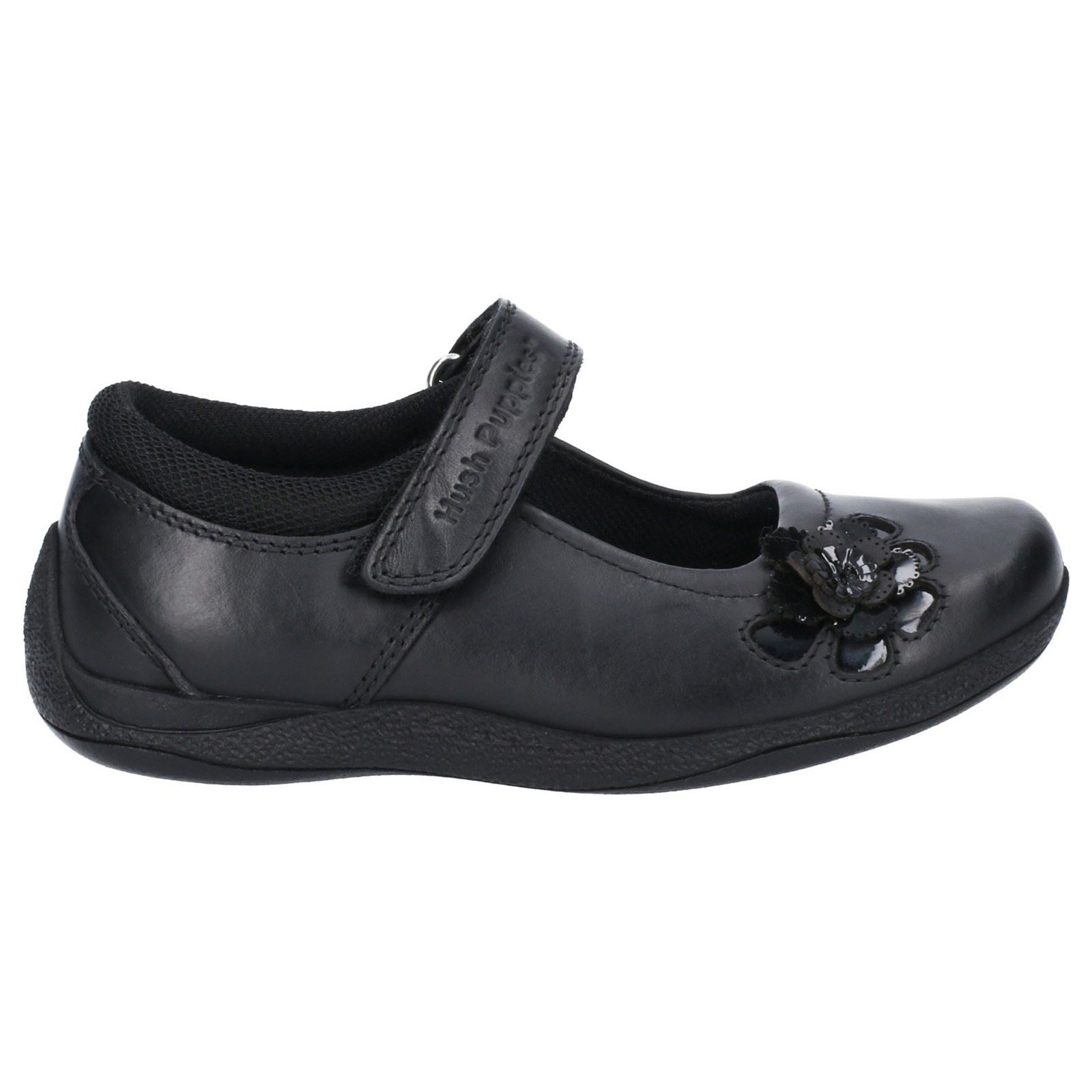 Hush Puppies Jessica Senior Chaussures Noires Pour Filles En Cuir