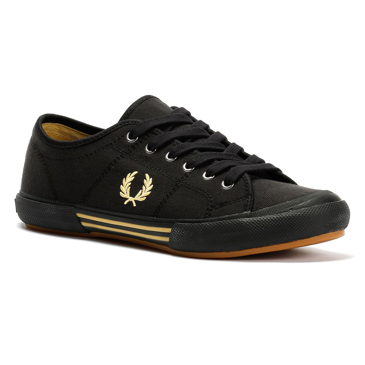 Fred Perry B708 Vintage Tennis Baskets Noires En Toile Pour Hommes