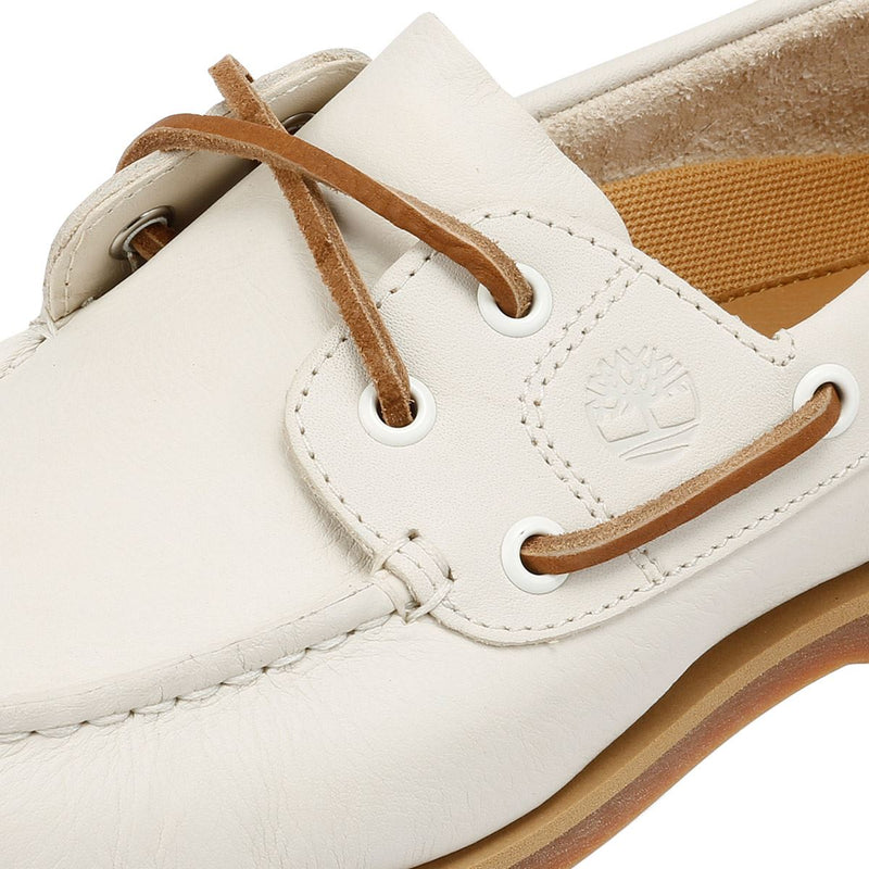 Timberland Classic 2 Eye Chaussures Blanches En Cuir Pour Femmes