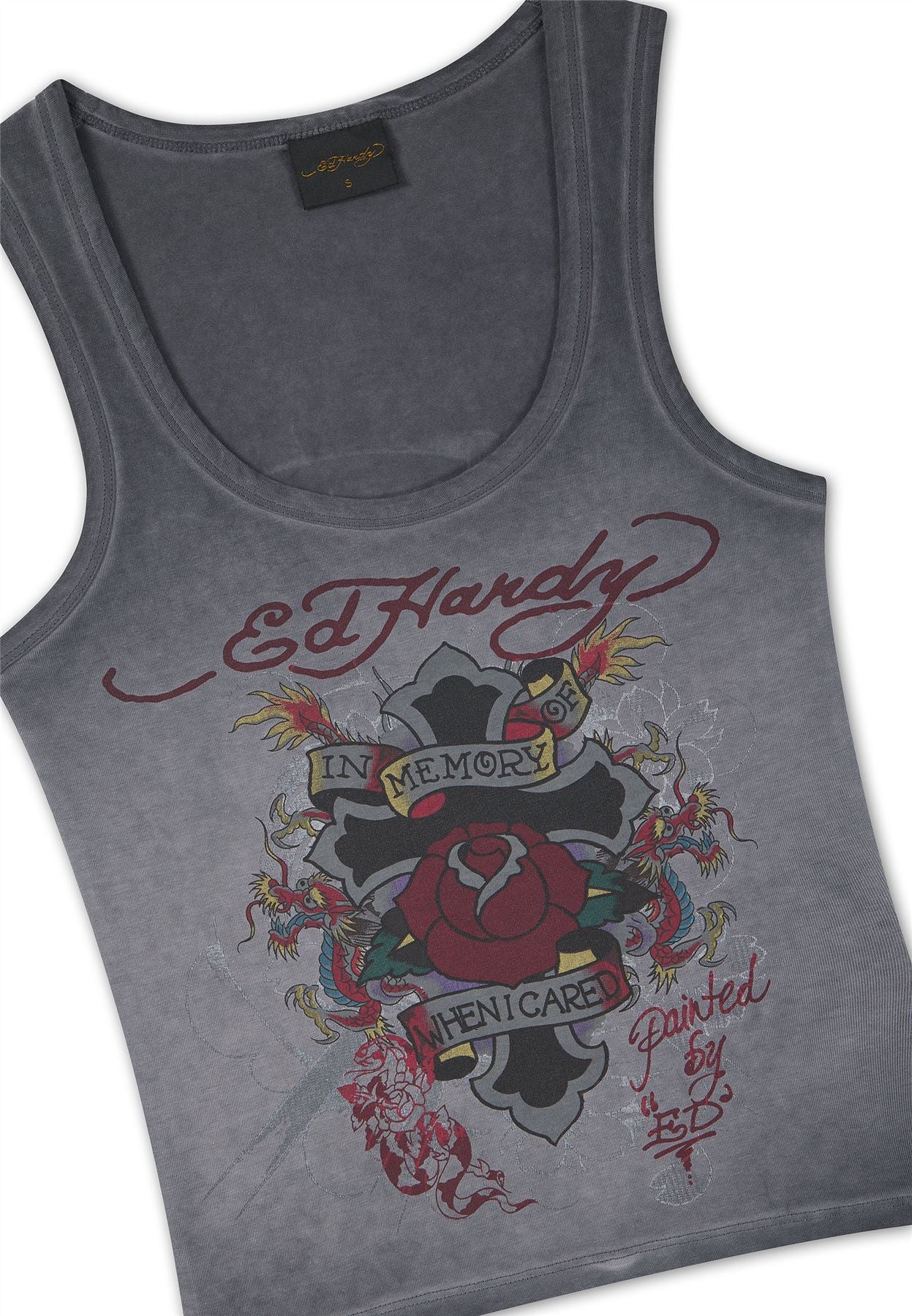 Ed Hardy In Memory of When I Cared Fitted T-Shirts Noirs Pour Femmes