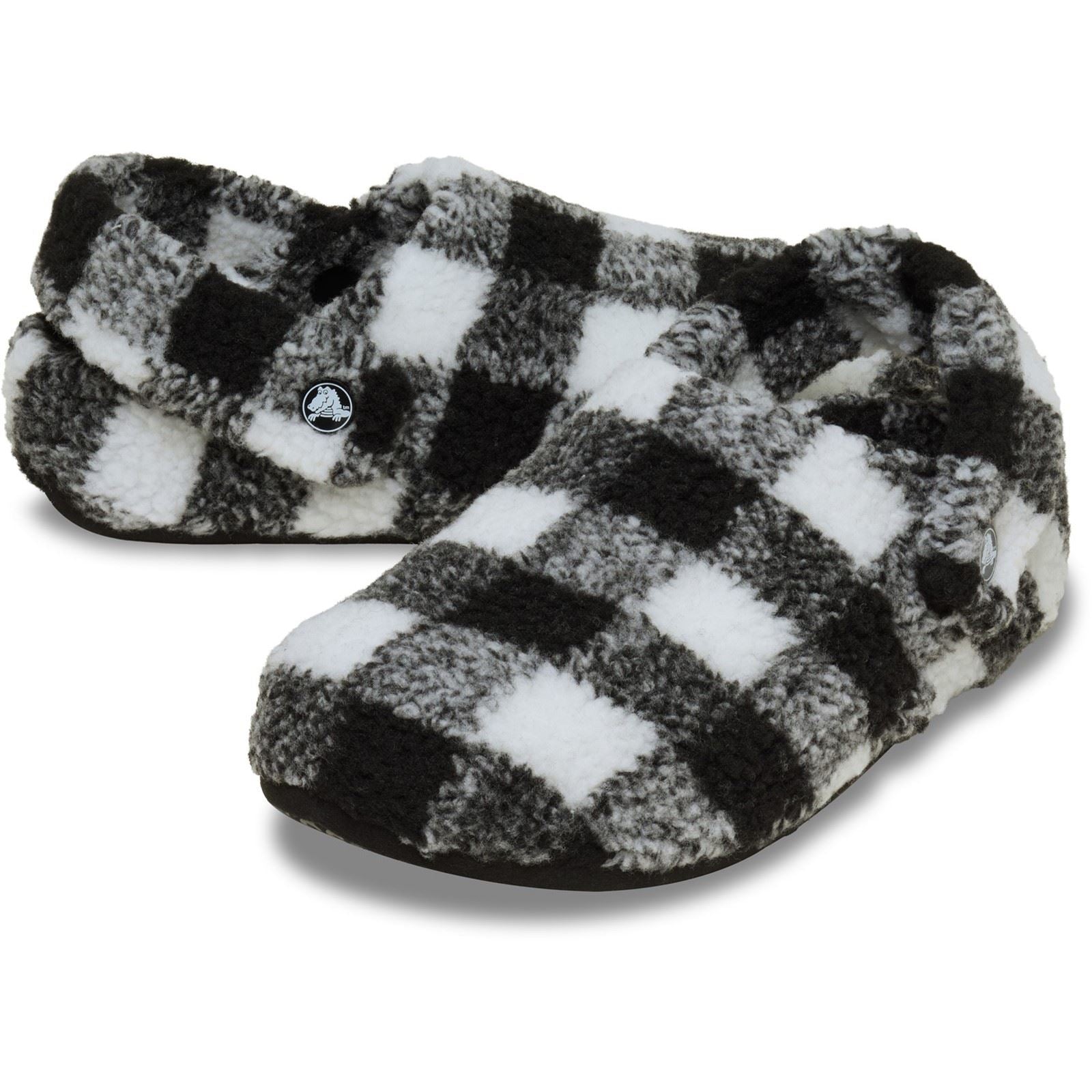 Crocs Classic Cozzzy Chaussons Noirs Et Blancs En Polyester Pour Hommes