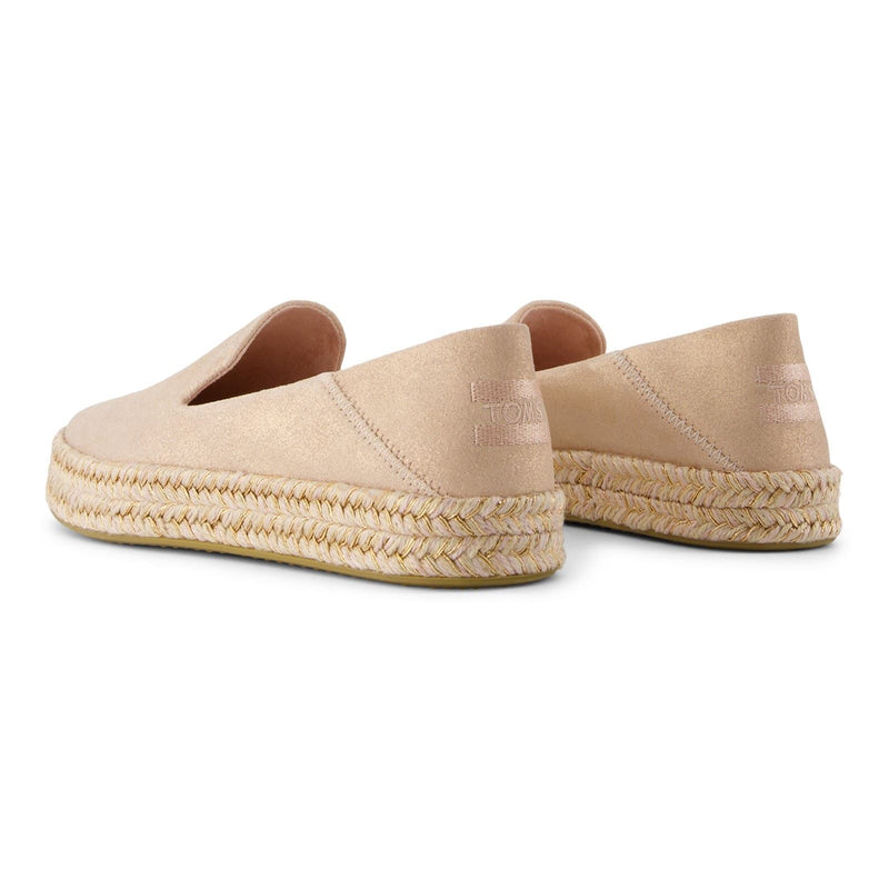 TOMS Carolina Espadrilles En Cuir Pour Femmes De Couleur Rose Pâle