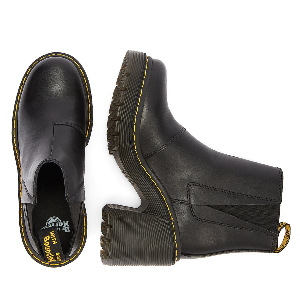 Dr. Martens Bottes Noires En Cuir Pour Femmes De Spence Sendal