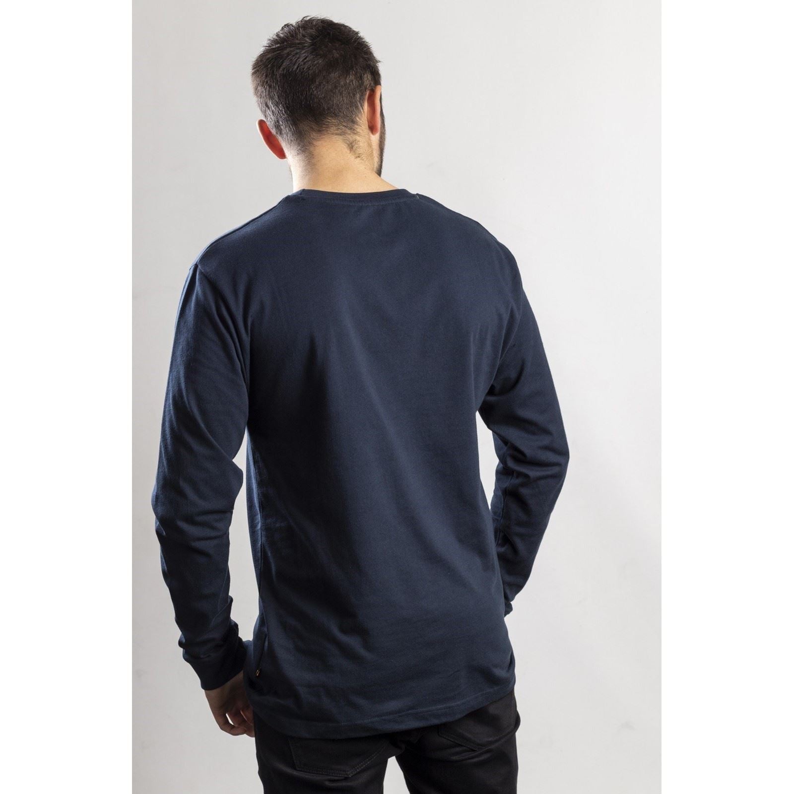 Caterpillar Trademark Banner Long Sleeve T-Shirt Pour Hommes En Coton Bleu